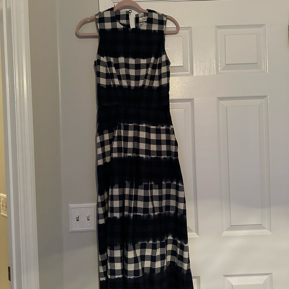 Gorgeous Navy Blue and White Checkered Dress